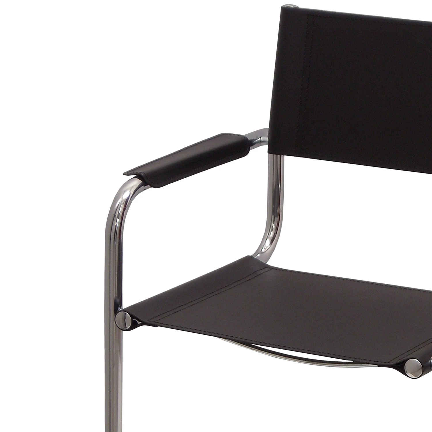 Loftscape Armlehnenstuhl Blay (2er-Set) - Recyceltes Leder / Stahl - Schwarz / Chrom 2 Loftscape Armlehnenstuhl Blay (2er-Set) - Recyceltes Leder / Stahl - Schwarz / Chrom – Bild 2