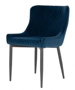 Red Living Polsterstuhl Batilly I - Samt / Stahl - Marineblau