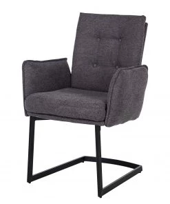 Jack & Alice Freischwinger Lecelles - Webstoff / Metall - Dunkelgrau