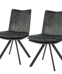 Jack & Alice Esszimmerstuhl Morlanne (2er-Set) - Samt / Metall - Dunkelgrün