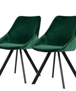 Tenzo Polsterstuhl Ritz (2er-Set) - Samt / Metall - Dunkelgrün