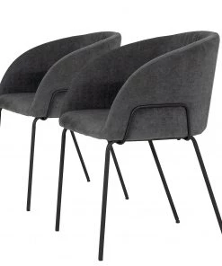 Tenzo Armlehnenstuhl Bud (2er-Set) - Webstoff / Metall - Grau