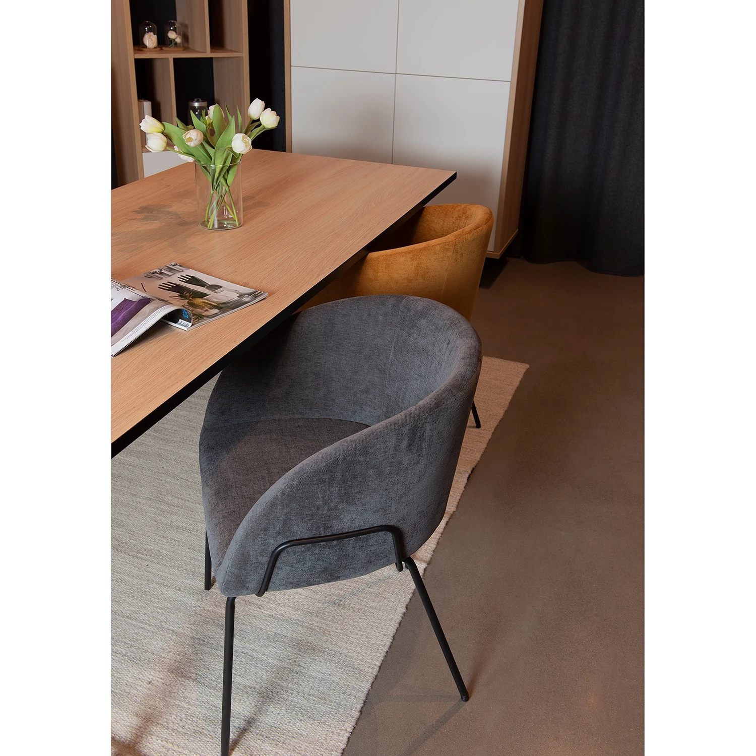 Tenzo Armlehnenstuhl Bud (2er-Set) - Webstoff / Metall - Grau 2 Tenzo Armlehnenstuhl Bud (2er-Set) - Webstoff / Metall - Grau – Bild 2