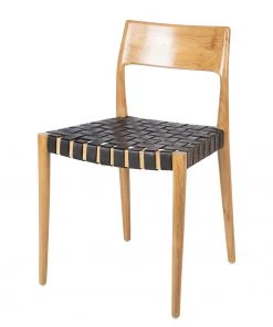 Ars manufacti Esszimmerstuhl Bourbourg - Echtleder / Teak massiv - Schwarz / Teak