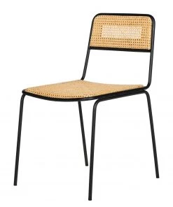 Ars manufacti Esszimmerstuhl Soru - Rattan / Eisen - Rattan / Schwarz