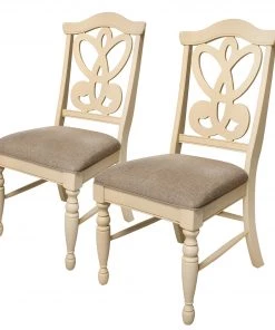 Ridgevalley Esszimmerstuhl Nouro (2er-Set) - Webstoff / Pappel massiv - Beige meliert / Cremeweiß