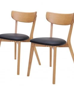 Norrwood Esszimmerstuhl Ellie (2er-Set) - Kunstleder / Eiche massiv - Schwarz / Eiche