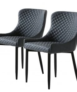 Red Living Esszimmerstuhl Elbi I (2er-Set) - Kunstleder / Metall - Anthrazit / Schwarz