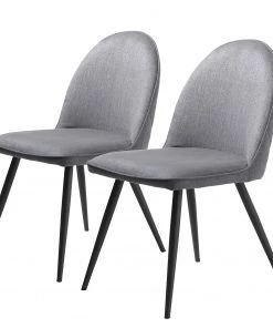 Red Living Esszimmerstuhl Delvin (2er-Set) - Webstoff / Metall - Grau / Schwarz