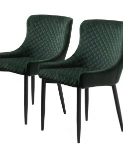Red Living Esszimmerstuhl Elbi II (2er-Set) - Samt / Metall - Dunkelgrün / Schwarz