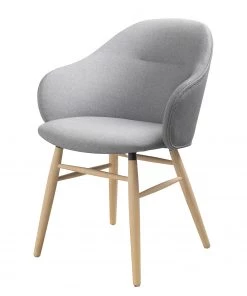 Norrwood Armlehnenstuhl Epalia - Webstoff / Eiche massiv - Hellgrau / Eiche