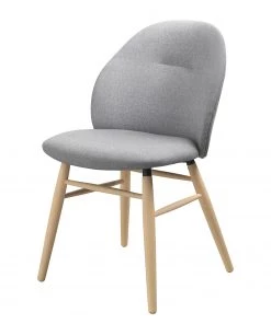 Norrwood Esszimmerstuhl Epalia - Webstoff / Eiche massiv - Hellgrau / Eiche