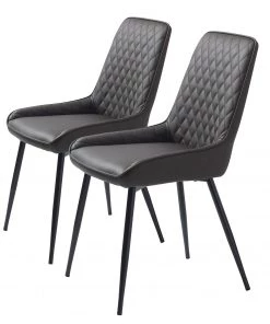 Red Living Esszimmerstuhl Dela II (2er-Set) - Kunstleder / Metall - Dunkelbraun / Schwarz