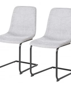 Fredriks Freischwinger Beal (2er-Set) - Leinen / Stahl - Lichtgrau / Schwarz