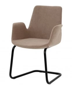 Mayer Sitzmöbel Freischwinger myHELIOS - Flachgewebe / Stahl - Hellbraun / Schwarz