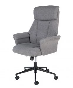 Furnitive Massagebürostuhl Barking - (mit Massagefunktion) - Flachgewebe / Metall - Grau / Schwarz