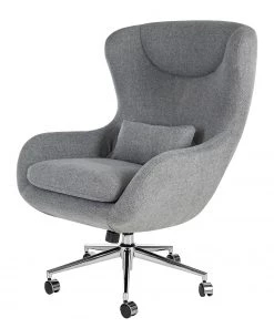 Furnitive Massagebürostuhl Barnard - (mit Massagefunktion) - Webstoff / Metall - Hellgrau / Chrom