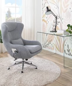 Furnitive Massagebürostuhl Barnard - (mit Massagefunktion) - Webstoff / Metall - Hellgrau / Chrom -Deutschland Stühle Verkaufs-Shop 1000272624 220823 020 MOOD DETAILS P000000001000272624 mood