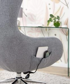 Furnitive Massagebürostuhl Barnard - (mit Massagefunktion) - Webstoff / Metall - Hellgrau / Chrom -Deutschland Stühle Verkaufs-Shop 1000272624 220823 031 DETAILS P000000001000272624