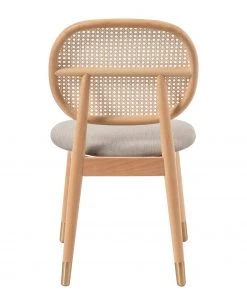 Studio Copenhagen Esszimmerstuhl Coy (2er-Set) - Rattan & Webstoff / Buche massiv - Cappuccino -Deutschland Stühle Verkaufs-Shop 1000273456 220420 040 DETAILS P000000001000273456