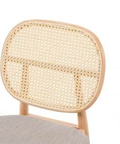 Studio Copenhagen Esszimmerstuhl Coy (2er-Set) - Rattan & Webstoff / Buche massiv - Cappuccino -Deutschland Stühle Verkaufs-Shop 1000273456 220420 045 DETAILS P000000001000273456