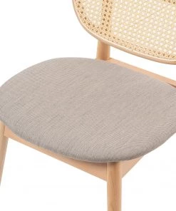 Studio Copenhagen Esszimmerstuhl Coy (2er-Set) - Rattan & Webstoff / Buche massiv - Cappuccino -Deutschland Stühle Verkaufs-Shop 1000273456 220420 050 DETAILS P000000001000273456