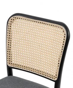 Studio Copenhagen Esszimmerstuhl Cutis (2er-Set) - Rattan & Webstoff / Buche massiv - Grau -Deutschland Stühle Verkaufs-Shop 1000273459 220420 045 DETAILS P000000001000273459