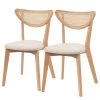 Studio Copenhagen Esszimmerstuhl Danny (2er-Set) - Rattan & Webstoff / Buche massiv - Rattan & Creme / Buche