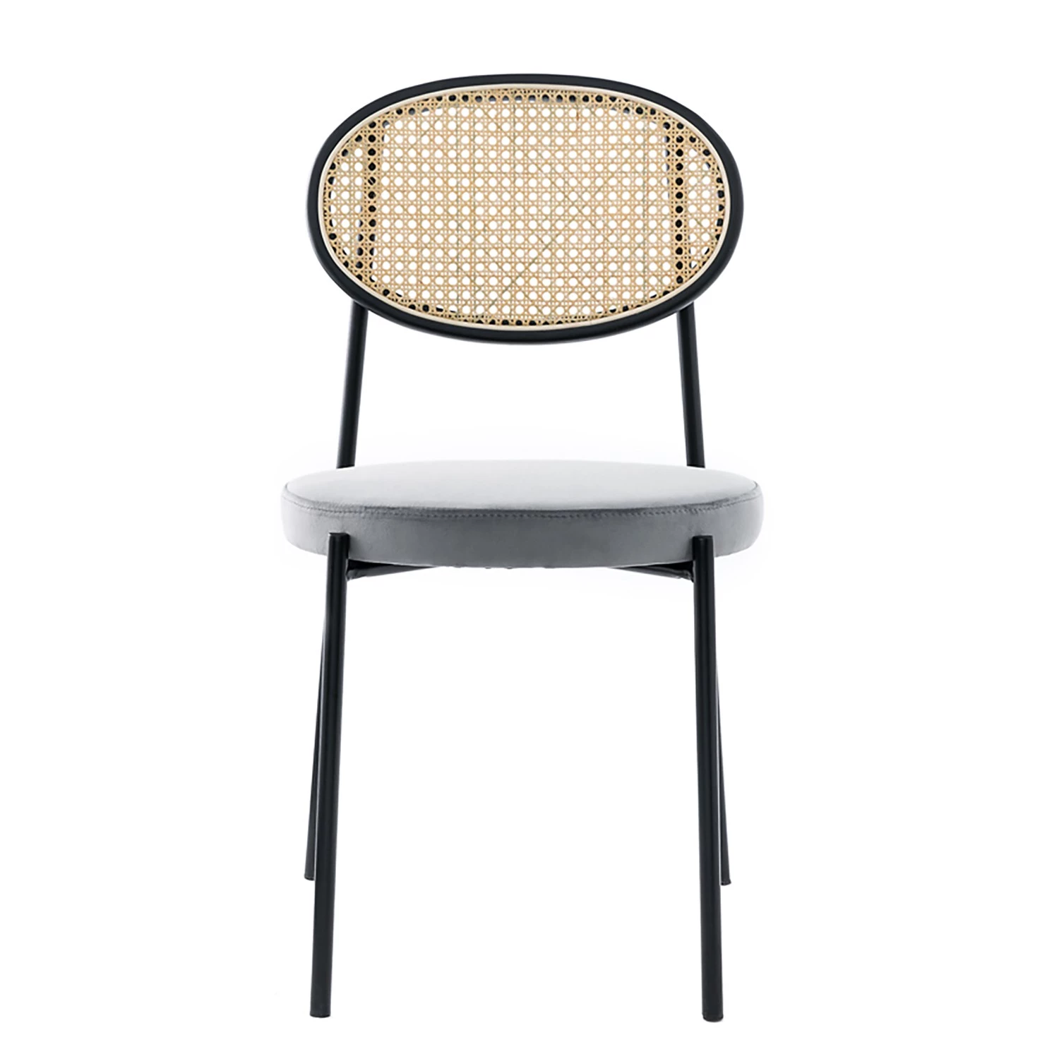 Studio Copenhagen Esszimmerstuhl Davie (2er-Set) - Rattan & Webstoff / Metall - Lichtgrau 2 Studio Copenhagen Esszimmerstuhl Davie (2er-Set) - Rattan & Webstoff / Metall - Lichtgrau – Bild 2