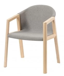 Mørteens Armlehnenstuhl Edey - Webstoff / Esche massiv - Hellgrau / Esche
