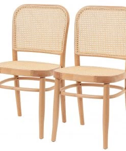 Studio Copenhagen Esszimmerstuhl Sawl I (2er-Set) - Rattan / Buche massiv - Rattan / Buche