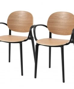 Studio Copenhagen Armlehnenstuhl Day (2er-Set) - Polywood / Kunststoff - Eiche Dekor / Schwarz