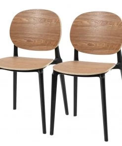 Studio Copenhagen Esszimmerstuhl Day (2er-Set) - Polywood / Kunststoff - Eiche Dekor / Schwarz