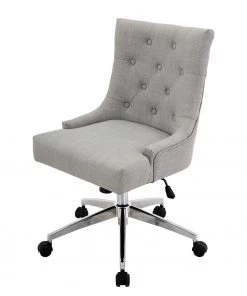 Bürostuhl Caney - Flachgewebe / Metall - Hellgrau / Chrom