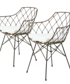 Ars manufacti Esszimmerstuhl Edison (2er-Set) - Rattan / Stahl - Hellbraun / Anthrazit