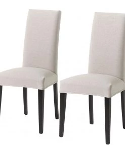 Ars Natura Polsterstuhl Ellerby III (2er-Set) - Webstoff / Buche massiv - Schwarz - Creme