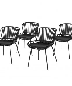 Mørteens Esszimmerstuhl Sakira (4er-Set) - Kunstleder / Stahl - Schwarz