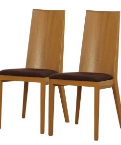 Norrwood Esszimmerstuhl Atla (2er-Set) - Webstoff / Eiche massiv - Kaffeebraun / Eiche