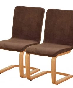 Norrwood Freischwinger Rowena (2er-Set) - Webstoff / Buche massiv - Tabak / Buche