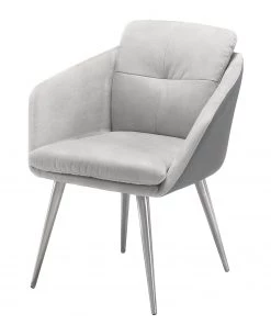 Loftscape Armlehnenstuhl Canillo - Microfaser / Edelstahl - Hellgrau / Edelstahl