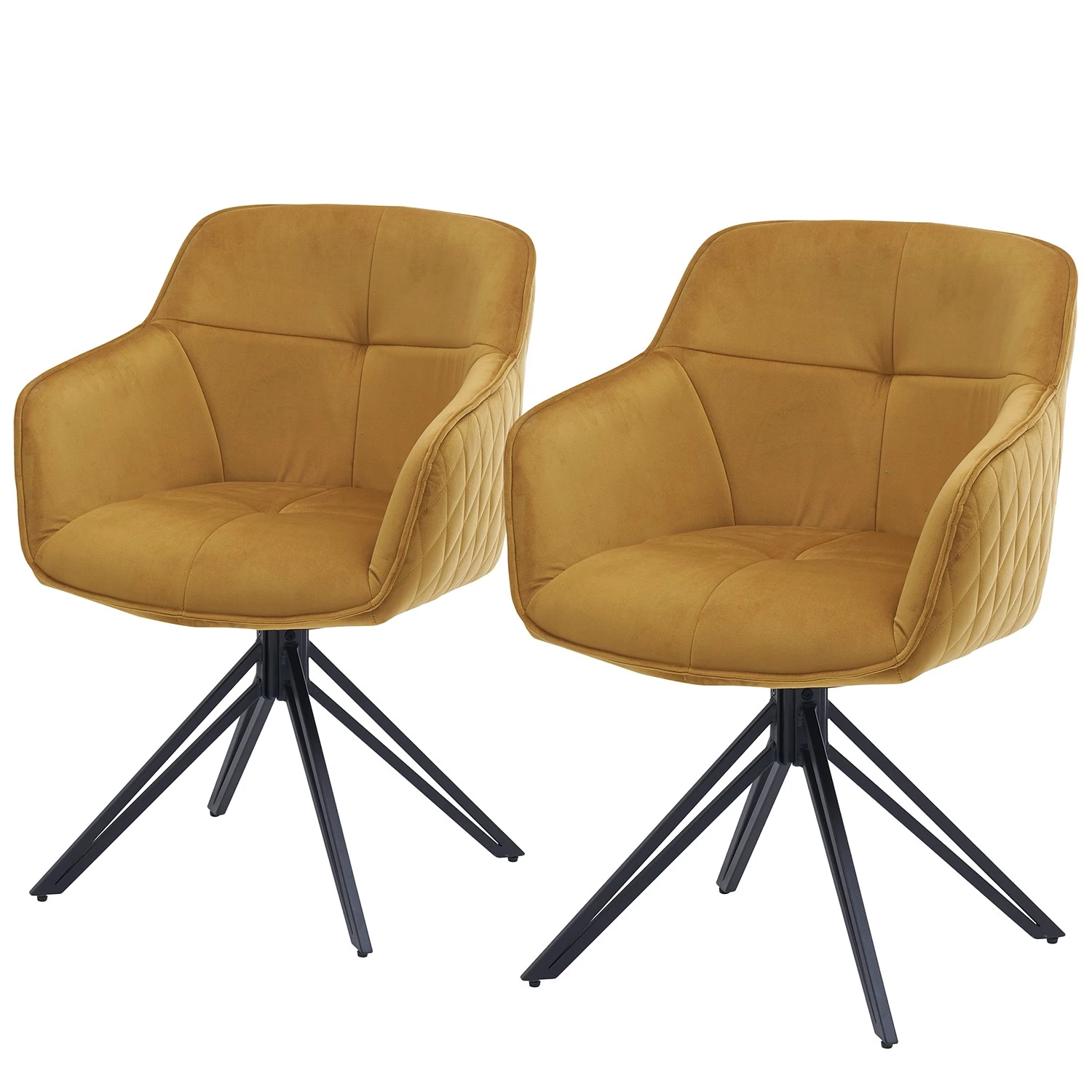 Red Living Armlehnenstuhl Cancun (2er-Set) - Samt / Eisen - Gold / Schwarz 1 Red Living Armlehnenstuhl Cancun (2er-Set) - Samt / Eisen - Gold / Schwarz