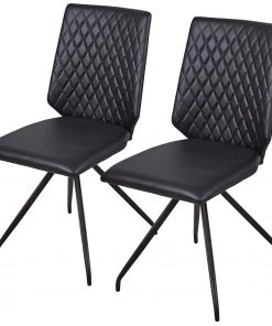 Loftscape Esszimmerstuhl Diva (2er-Set) - Kunstleder / Stahl - Schwarz
