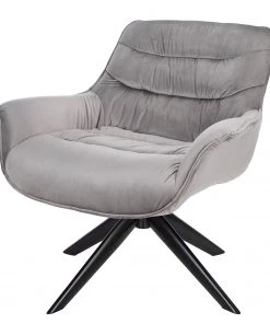 Ars manufacti Relaxsessel Arca - Samt / Metall - Grau / Schwarz