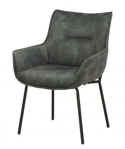 Loftscape Armlehnenstuhl Betty - Samt / Metall - Vintage Grau / Schwarz