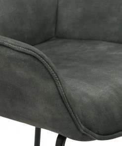 Loftscape Armlehnenstuhl Betty - Samt / Metall - Vintage Grau / Schwarz -Deutschland Stühle Verkaufs-Shop 1000274879 220107 10335600180 DETAILS P000000001000274879