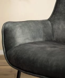 Loftscape Armlehnenstuhl Betty - Samt / Metall - Vintage Grau / Schwarz -Deutschland Stühle Verkaufs-Shop 1000274879 220519 032 DETAILS P000000001000274879