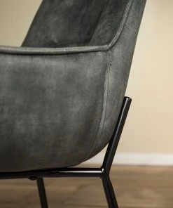 Loftscape Armlehnenstuhl Betty - Samt / Metall - Vintage Grau / Schwarz -Deutschland Stühle Verkaufs-Shop 1000274879 220519 033 DETAILS P000000001000274879