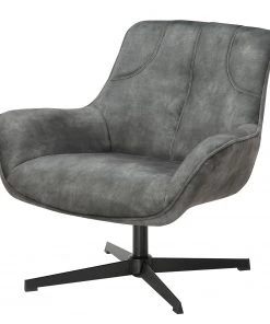 Ars manufacti Relaxsessel Beloha - Samt / Metall - Vintage Grau / Schwarz