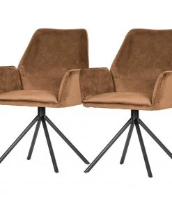 Red Living Armlehnenstuhl Atina (2er-Set) - Hellbraun