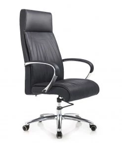 Loftscape Bürostuhl Iska - Echtleder / Aluminium - Schwarz / Chrom